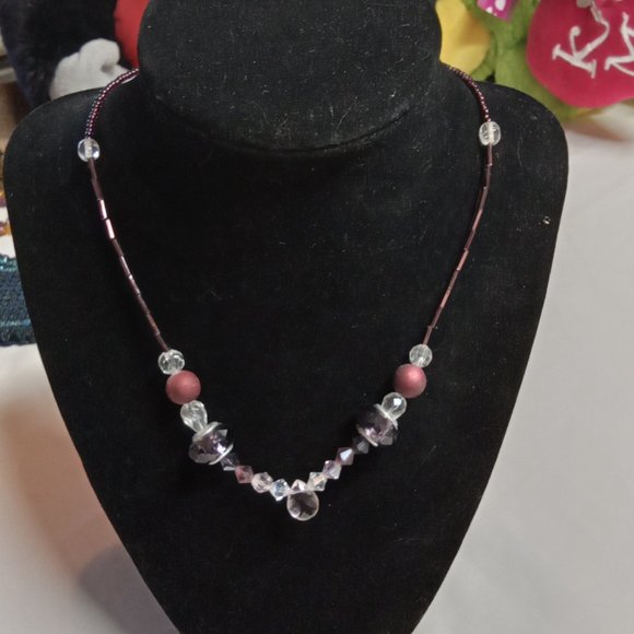 Hand Crafted Jewelry - Hand Crafted Mauve/Pink  Beaded Necklace